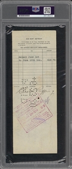 1930 Red Ruffing Signed New York Yankees Payroll Check (PSA/DNA)